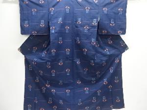 大特価品　抽象花模様織り出し手織り紬着物